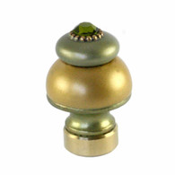 Lamp Finial Style 10 in light gold and jade with gold metal details and Swarovski olivine crystal.