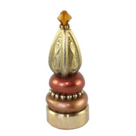 Lamp Finial Sienna in amber and copper with gold metal details and Swarovski topaz crystal