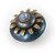 Mini Luna Knob Teal and Moonstone 2 Inches Diameter with gold metal details and light sapphire crystal.
