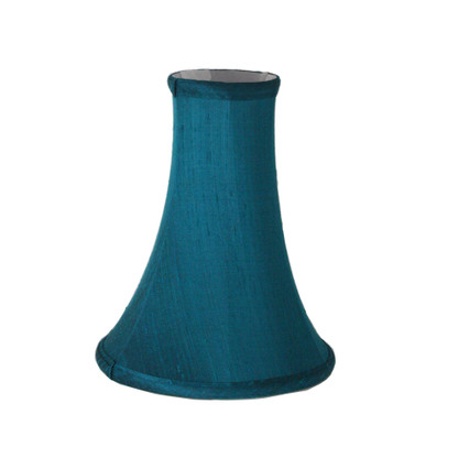 Lamp shade Burmese silk bell Teal with white lining 