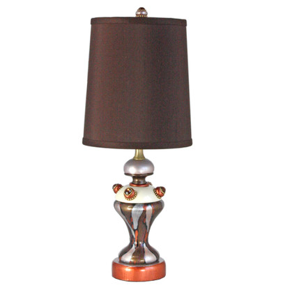Coco Accent lamp with hardback cylinder shade in silk Chocolate
