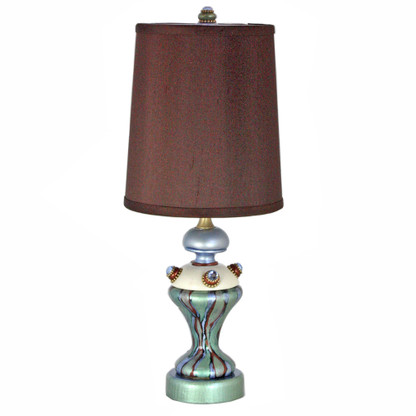 Lolli Mint Accent lamp with hardback cylinder shade in silk Chocolate