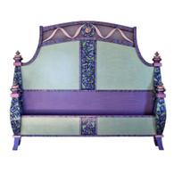 Barcelona Bed with low foot board in mint green with pink and lilac rose motif