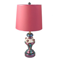 Lolli Pink Accent lamp with hardback drum shade in pongee silk Pink 