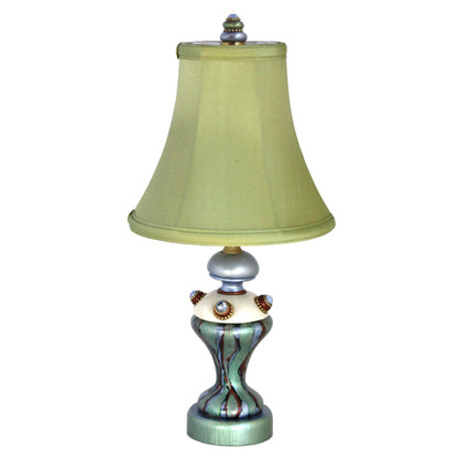 Lolli Sage Accent lamp with soft bell shade dupioni silk sage green