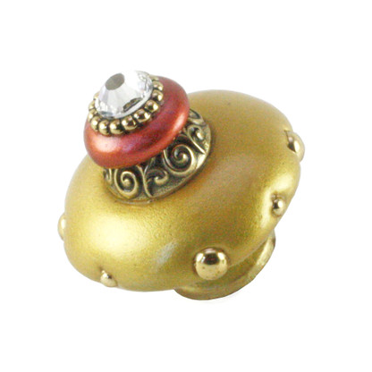 Mini Isabella Knob Light gold  2 Inches Diameter with gold metal details and Swarovski crystal