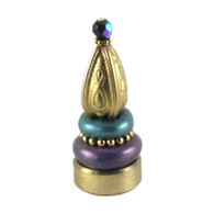 Lamp Finial Heather in amethyst and teal with gold metal details and Swarovski blue crystal with AB effect