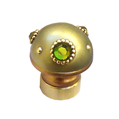 Lamp Finial Style 6 in jade with gold metal details and Swarovski olivine crystals.