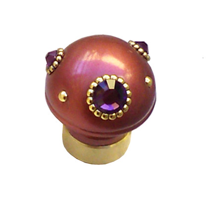 Lamp Finial Style 6 in Ruby with gold metal details and Swarovski amethyst crystals.