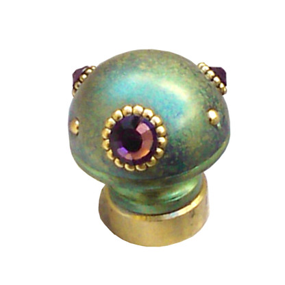 Lamp Finial Style 6 in Turquoise  with gold metal details and Swarovski amethyst crystals.