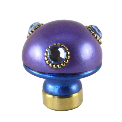 Lamp Finial Style 6 in periwinkle and and lapis blue with gold metal details and Swarovski light sapphire crystals.