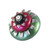 Mini Peony Light Emerald and Fuchsia 2 In. diameter with silver metal details and Swarovski crystal