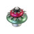 Mini Peony Light Emerald and Fuchsia 2 In. diameter with silver metal details and Swarovski crystal