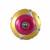 Mini Kyle knob light gold and fuchsia 2 in. diameter has silver metal details and olivine crystal