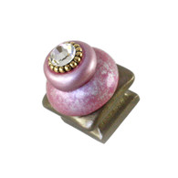 Petit Square Style #5 Knob Pink and taupe 1.25 inches square with  swarovski crystal