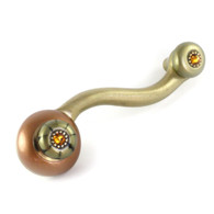 Tiki Amber eel right pull 5.25 in. with 4 in. hole span has gold metal details and Swarovski topaz crystals.