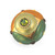 Mini Duo knob emerald 2 inches diameter with gold metal accents and olivine crystal