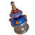 Jumbo Finial Merlin in lapis, periwinkle and ruby has gold metal details and topaz crystals.