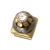 Petit Square 5 Knob light gold 1.25 inches square with silver metal details and diamond like crystal