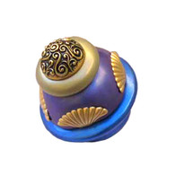 Round Tudor knob 2 inches colored in lapis, periwinkle and jade with gold metal details
