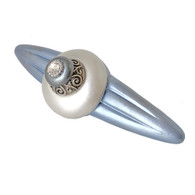 Duchess  Light Sapphire Orbit Pull 5 In. with 4 in. hole span has silver metal details and diamond like crystal.