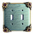Bloomer Ivy double toggle switch cover in aqua with amethyst crystals