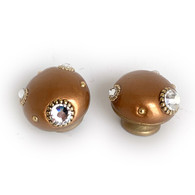 Pair of Nu Mini Style 6 Amber 1.5 in. diameter with silver metal details and Swarovski crystals.