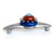 Luna Lapis and Ruby  orbit pull 5.25 inches with 4 inch hole span has silver metal accents and light sapphire  crystal