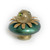 Mini Anemone knob in emerald with glittery gold cabochon and olivine crystals. 