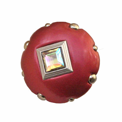 Mini Style #8 Ruby 2 in. diameter with silver metal accents and AB crystal