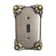 Bloomer Mica single toggle switch cover with gold metal and crystal details