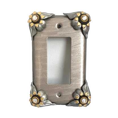 Bloomer Mica Decora Switch Cover with gold  metal details and crystal
