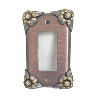 Bloomer Rose Pewter Decora Switch Cover with gold  metal details and crystal