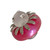 Mini Anemone knob in pink with frosted cabochon and silver metal petal