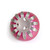 Mini Anemone knob in pink with frosted cabochon and silver metal petal
