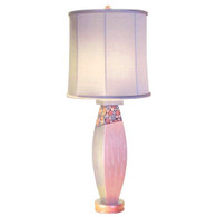 posh pam  table lamp with drum shade in gray dupioni silk 