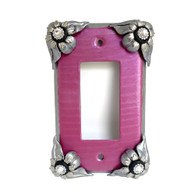 Bloomer Orchid single Decora switch cover with silver metal and crystal details