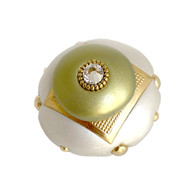 Mini Kyle Knob 2" diameter in alabaster and jade with gold metal details and crystal