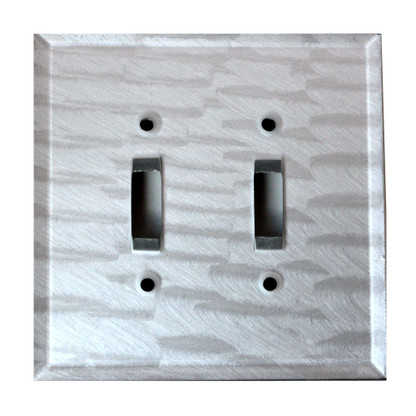 Silver Glass double toggle switch cover 