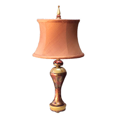 Accent Lamp Citrine Syl with silk drum shade pecan