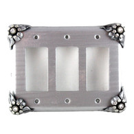 Bloomer Ice Triple Decora Switch Cover in silver with crystal