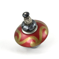 Mini Carnival Knob Ruby 2 inches diameter has silver metal accents