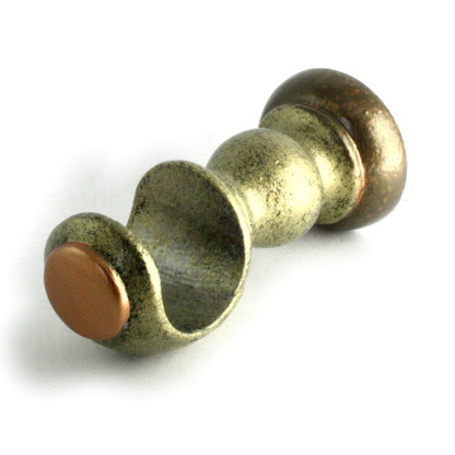 SMALL WOOD CUP BRACKET Jade WITH amber and bronze  ACCENTS IS SUITABLE FOR DRAPERY rods 1 3/8" DIAMETER.