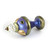 Jumbo finial Birdie in periwinkle and jade with gold metal details and olivine crystals