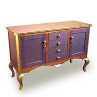 Bolero Buffet Sideboard with mauve paint finish has cabriole legs with an amethyst crystal detail.