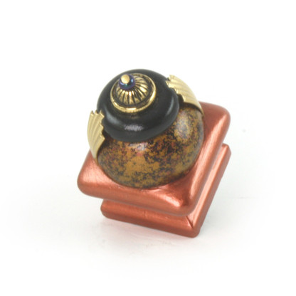 Petit Square #2 knob copper with gold metal details