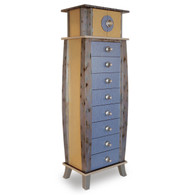 Tango Tower 8 drawer with Cubby Storage Compartment in light sapphire blue and light gold paint finish