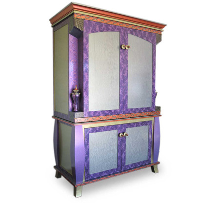 Ritz 2 piece entertainment unit in deep opal and periwinkle paint finish.