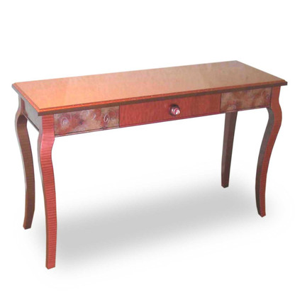 Mambo Console Sofa Table with Drawer in Light Bronze and Coral Paint finish