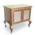 Jitterbug end table with doors in light bronze, amber and light gold paint finish